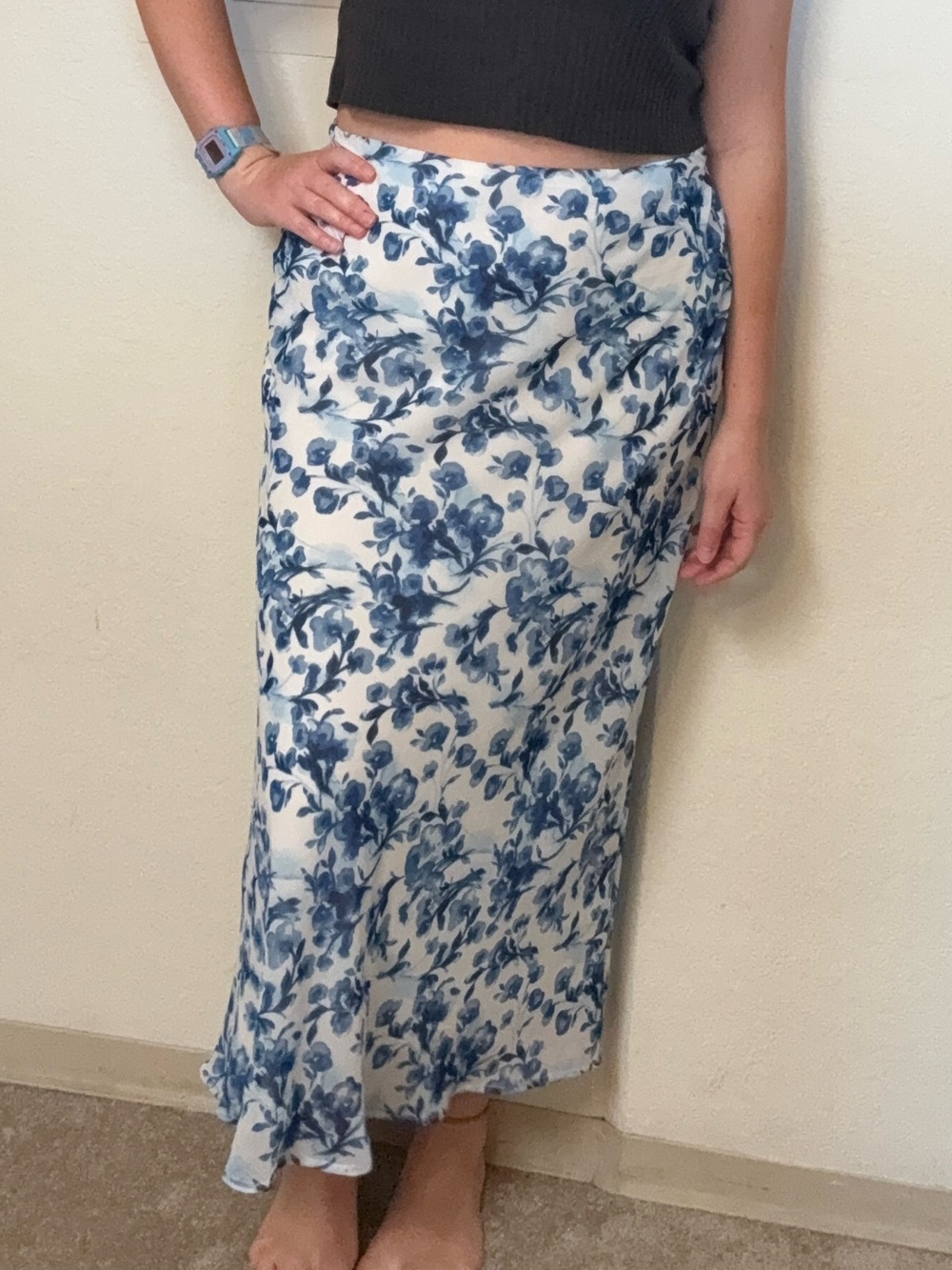 Abercrombie & Fitch Blue Floral Layered Maxi Skirt